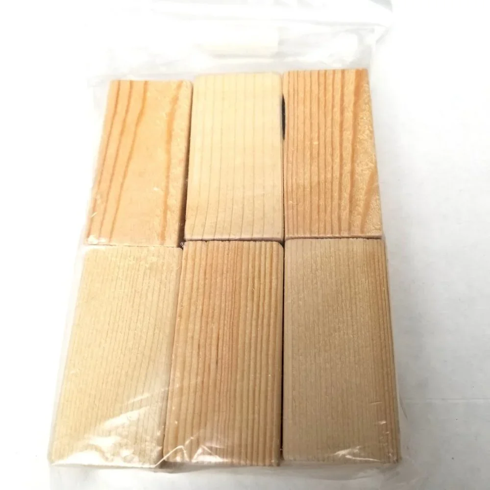 Pine Wood Craft Blocks Set of 6 Unfinished DIY Woodworking Carving